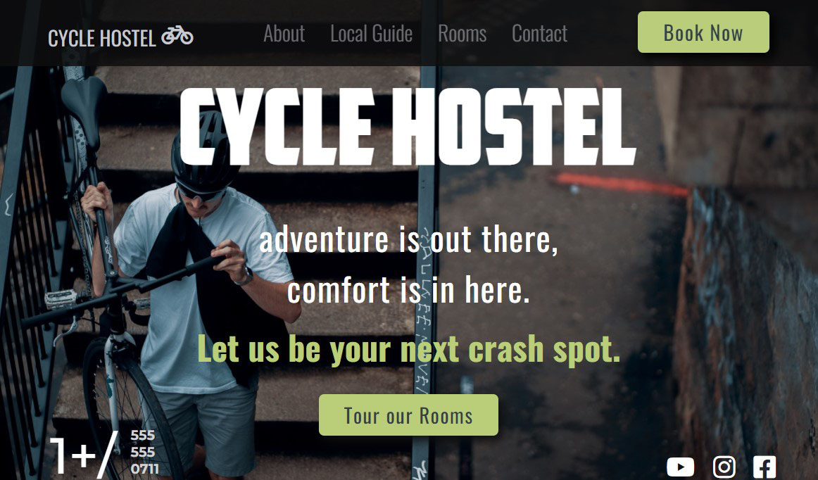 Cycle Hostel Landing Page